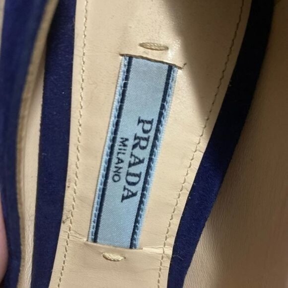 Prada Camoscio Bluette Blue Suede Platform Pumps 37.5 - Picture 3 of 11